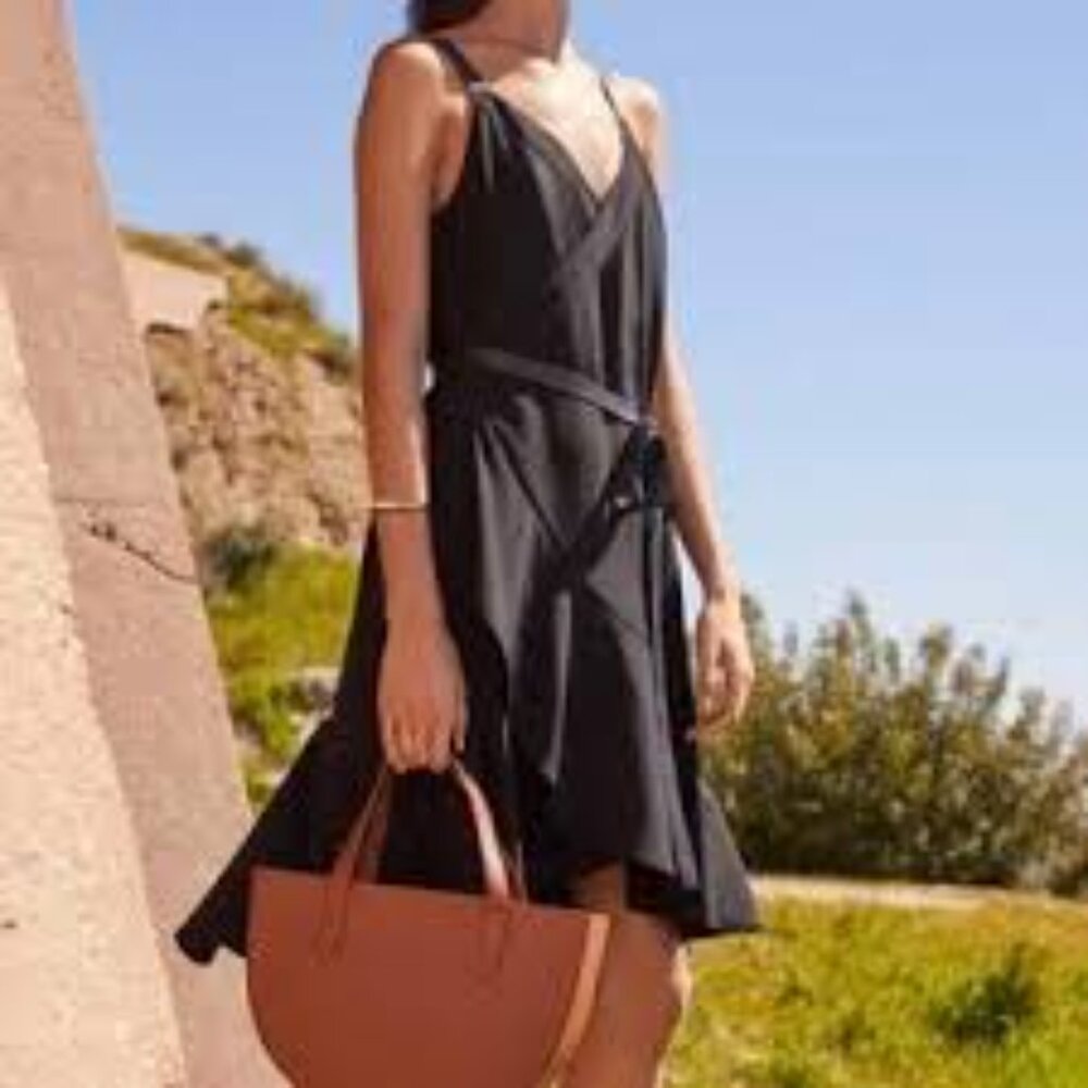 Cuyana Silk Wrap Dress - Black - Medium